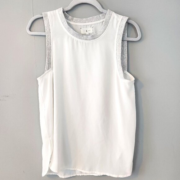 Lou & Grey Sleeveless Top, White and Gray. Size Small. Minimalist. Like New. - Picture 1 of 9